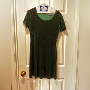 Dark green velvet dress